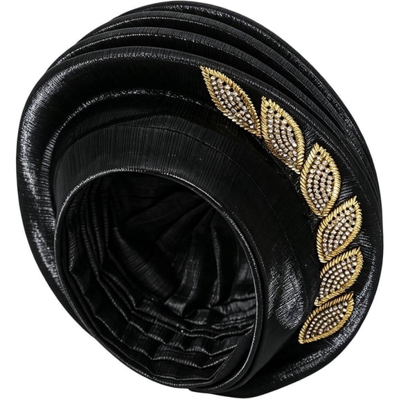 Slccxzc Women's Spiral Turban Cap, Beaded Leaf Pre Tied Head Wrap