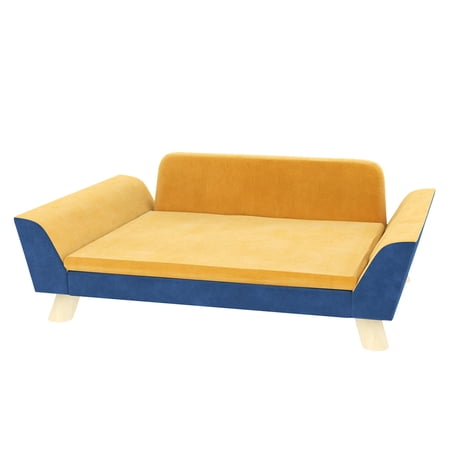 Small Dog Sofa Bed Orange Cat Couch with Washable Cover Non-Slip Feet Plush Cushion - for Pets up to 22 lbs
