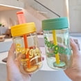 thumbnail image 3 of PENGXIANG 600ML Straw Cup with Lid Good Sealing Anti-fall Heat Resistant Letter Pattern Food Grade Water Bottle Home Supply, 3 of 8
