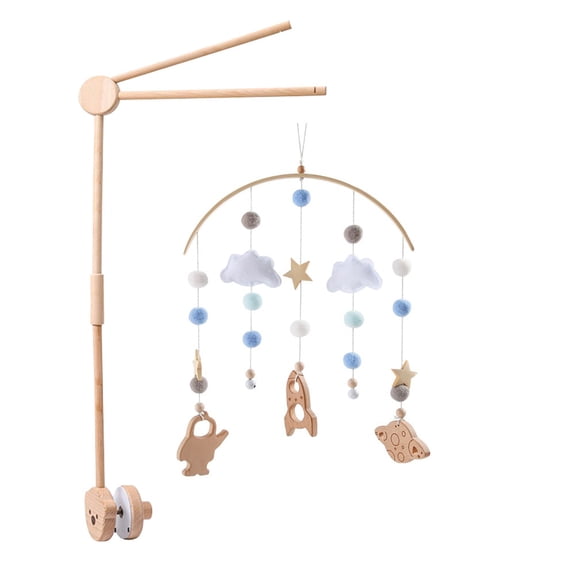 Baby Bed Bell Crib Rattle – Wooden Hanging Star Sky Mobile for Infant Sleep, Nursery Decor & Sensory Development