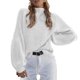 thumbnail image 2 of Gibobby Suéter mujer, Suéteres de otoño para mujer 2023 de gran tamaño, cuello alto grueso, suéter de punto grueso(Blanco,G), 2 of 5
