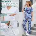 thumbnail image 5 of Yspwyqan Scrubs for Women Set, 2PCS V-Neck Stretchy Scrub Top & Straight Leg Pants Size 4XL, Breathable Lightweight Blue Snowflake Medical Nurse Shirts, 5 of 7