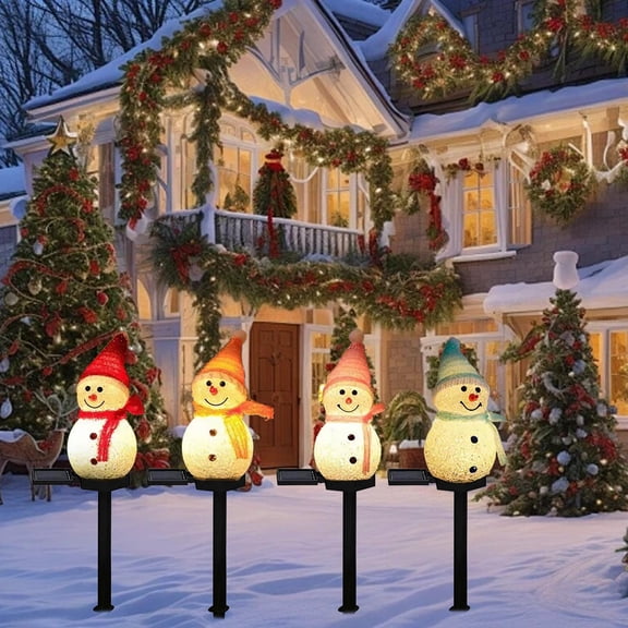 Yhmxh Solar Snowman Light Decorations, Solar Christmas Snowman Stake Light, Outdoor Waterproof Solar Powered Garden Snowman Lights, Christmas Yard Decor, Decorative Pathway Light