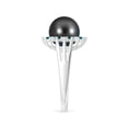 thumbnail image 3 of Angara Tahitian Cultured Pearl and Blue Diamond Ring in 14K White Gold for Women | June Birthstone Jewelry for Her, 3 of 8