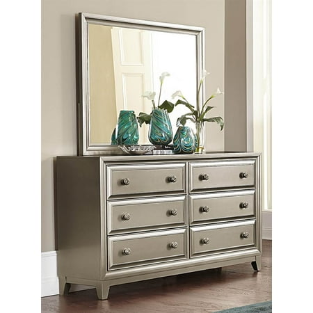 Dresser And Mirror Set In Silver