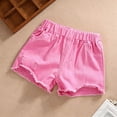 thumbnail image 5 of SGMVNU Girls Summer Shorts Casual Distressed Shorts Loose Fit Solid Color Elastic Waist Fashion Bottoms Cotton Play Shorts, Size 10-11 Years, Pink, 5 of 6