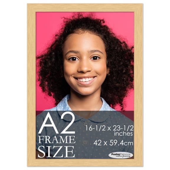 A2 Frame Natural Modern Minimalist - Modern Wood A2 Picture Frame For A2 Size Artwork or Documents - 16.5x23.5 Frame