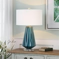 thumbnail image 2 of Bowery Hill Contemporary Glass Table Lamp in Teal and White, 2 of 2