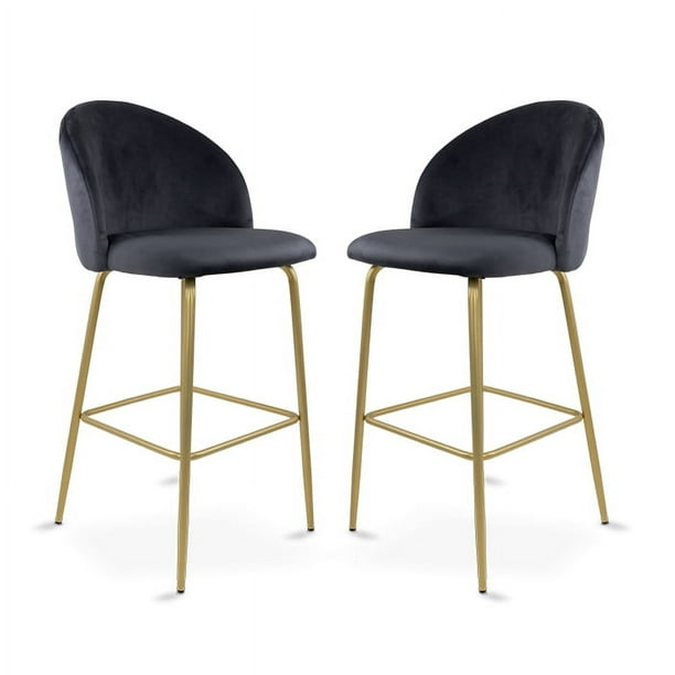 Sillas Altas Zurich Mirel Banco Desayunador Tapizado con Asiento Suave 2 Piezas Gris