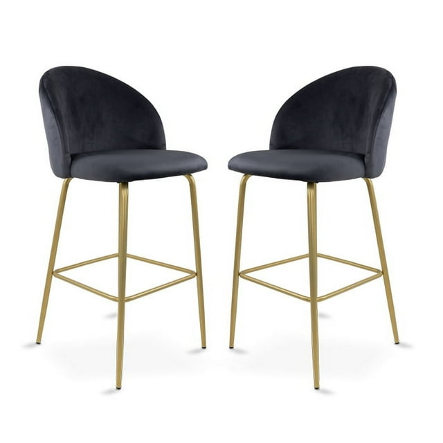 Sillas Altas Zurich Mirel Banco Desayunador Tapizado con Asiento Suave 2 Piezas Gris