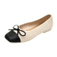 thumbnail image 2 of Willtoo Women’s Bow Decor Square Toe Ballet Flats, Woven Slip‑On Casual Dress Flats Lightweight Low‑Heel Walking ShoesNon Slip Daily Business Work Shoes, 2 of 5