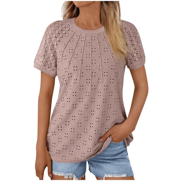 Pantalones Cortos para las Mujeres Impresión Sexy Cómodo Bolsillo de Manga Corta, Botón Top Blusa Camiseta