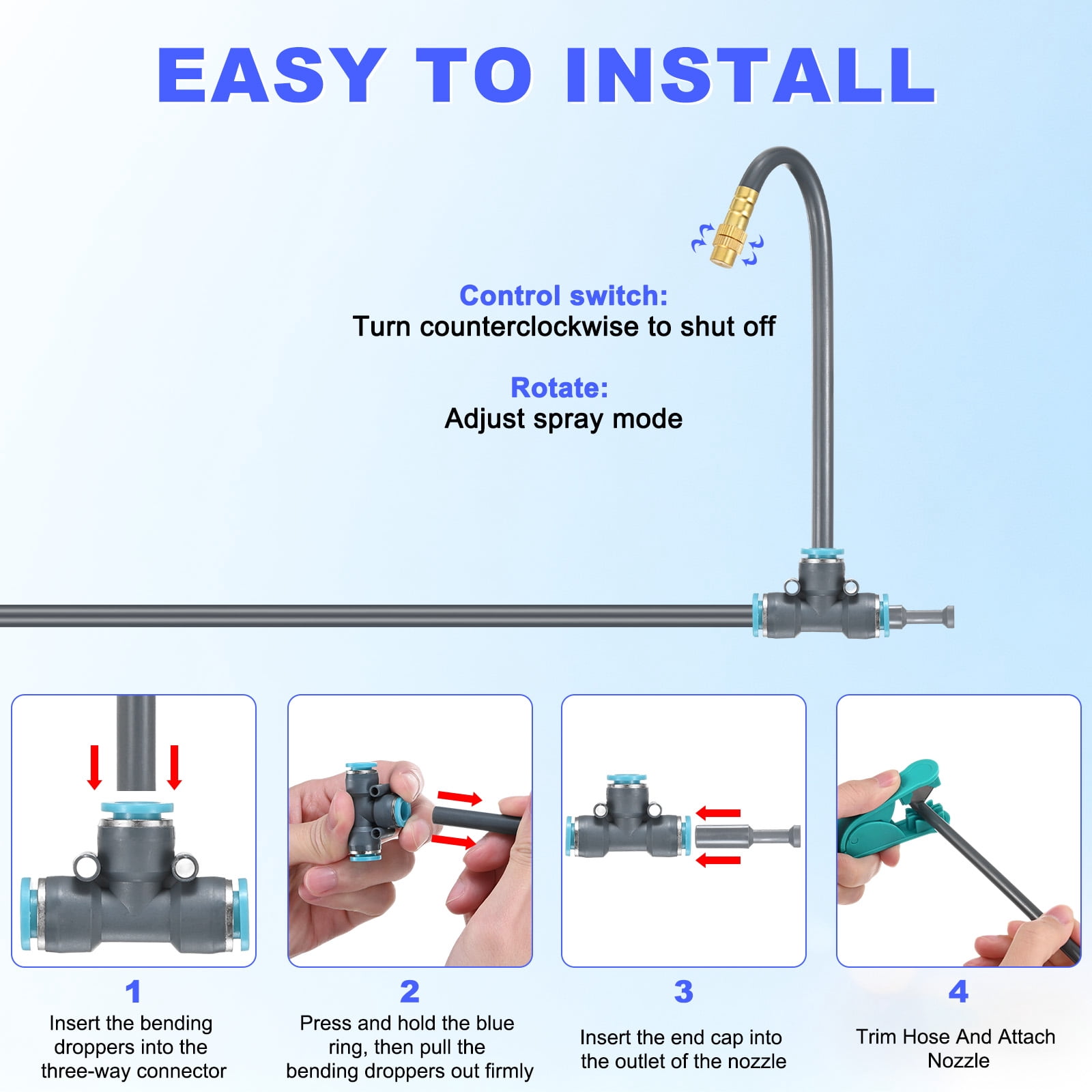 Uxcell 1-Set Drip Irrigation System, 39Ft 5/16" Hose Garden Watering Misting System with 13pcs 360° Adjustable Copper Nozzles