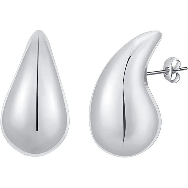 Pendientes de aro de oro grueso para mujer, aros abiertos huecos con forma de gota de agua, pendientes hipoalergénicos chapados en oro, joyería de moda para mujeres y niñas, plata
