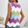 thumbnail image 7 of Lenpel Women's Tank Tops Summer Casual Sleeveless Crew Neck Hollow out Color Block Lightweight Sweater Vests Tunic Knit Shirts, 7 of 7