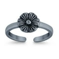 thumbnail image 5 of 7mm Flower Toe Band Ring 925 Sterling Silver Thin Adjustable Stylish Rings For Women, 5 of 5