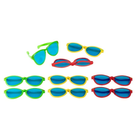 Blue Panda Bulk Jumbo Giant Neon Novelty Party Favor Costume Sunglasses for Kids, 3 Colors, 12 Pack