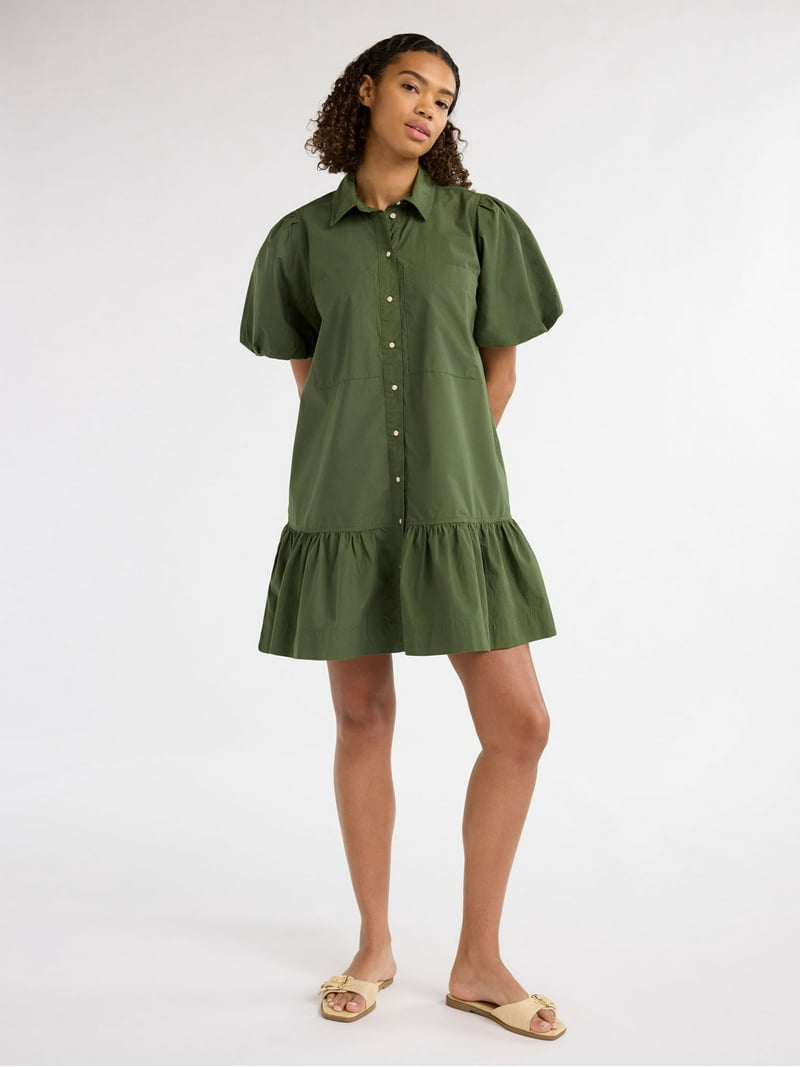 cotton ruffle mini dress Fellows Cotton Ruffle Mini Dress