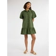 thumbnail image 2 of Free Assembly Women’s and Women's Plus Cotton Ruffle Mini Dress with Puff Sleeves, Sizes XS-4X, 2 of 5