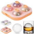 thumbnail image 4 of Ice Cube Tray,Ice Ball Maker Mold Round Sphere Ice Cube Tray Silicone Bottom With Lid Easy Fill And Release Large Round Ice Cube Mold For Cocktails Whiskey Ice Ball Mold 2.56 Inch 4 Ice Balls, 4 of 9