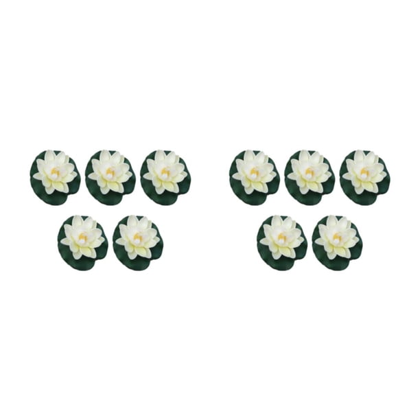 Flores de loto artificiales Yuarrent 5 unids/set blanco lechoso