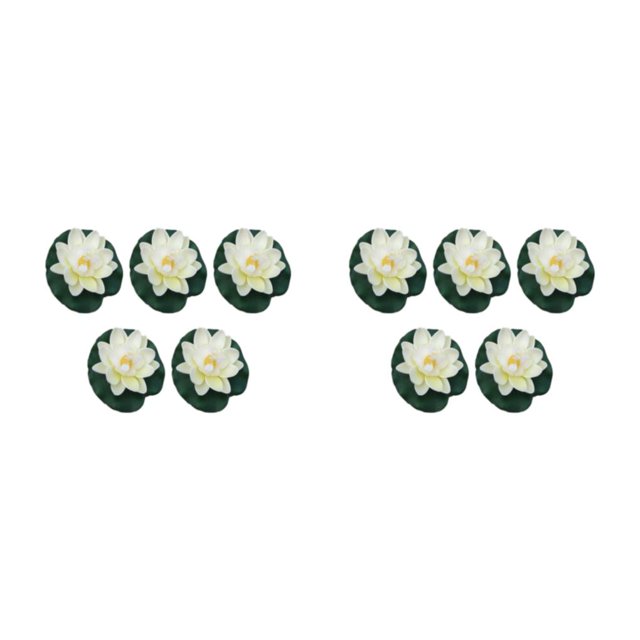 Transemion 5x Artificial Float Lotus Flowers Low Maintenance And Easy Cleaning Wide Application Realistic Float Foam Lotuses milky white 2Set