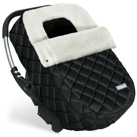 Orzbow Winter Baby Car Seat Cover, Warm Carseat Bunting Bag with Removable Zipper for Baby Boys & Girls, Waterproof Carseat Canopy Cover, Keeps Babies Warm and Cozy in Cold Weather, Black