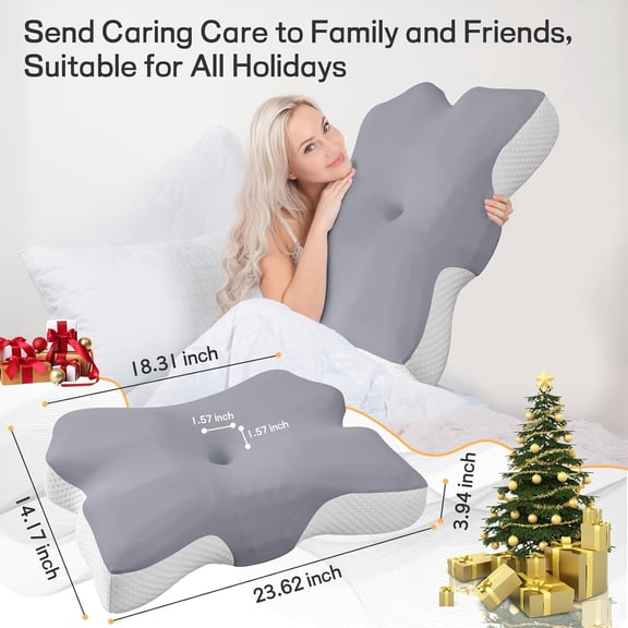Cervical Neck Pillow, Side Sleeper Pillows for Adults, Cooling Ergonomic Memory Foam Pillow with Ice Silk Pillowcase, Neck Support Pillows for Side Sleep Stomach Sleeping and Back Sleeper