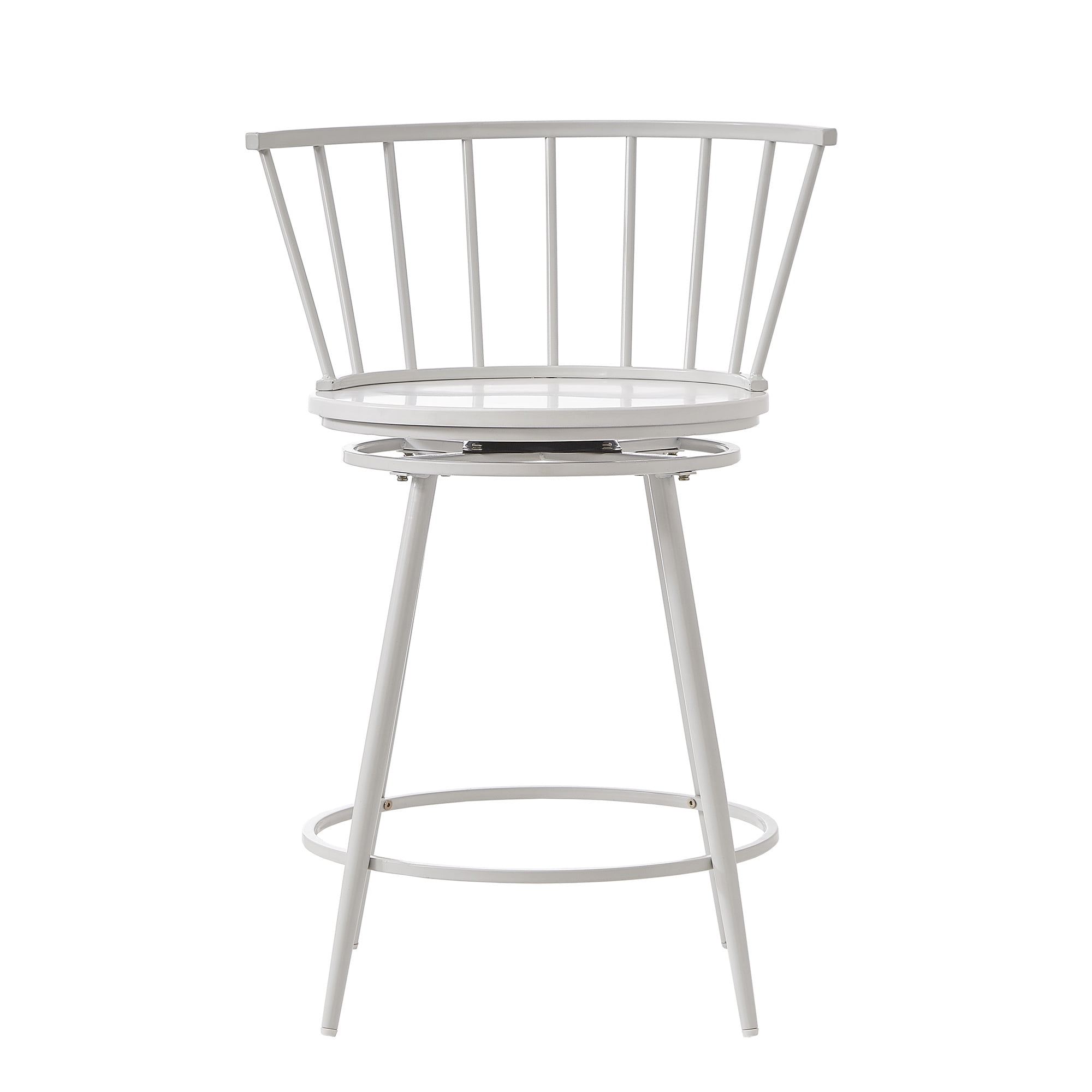 Weston Home Castor Windsor Metal Swivel Counter Stool with Low Spindle Back, Set of 2, White