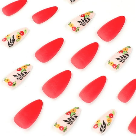 

Fake Nails with Red Yellow Color Matching Eco-Friendly And Safe Fake Nails Perfect Gift for Wife Sister Glue Models