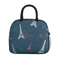 thumbnail image 2 of Lunch Bag Women Insulated Lunch Box Reusable Leakproof Large Cooler Tote for Healthy Eating Enthusiasts with Side Pockets for Work Office Picnic Eiffel Tower, 2 of 7