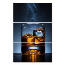 Elephant Stock Cool Whiskey Wall Art - Vertical Multi Panel Canvas - Dining Room Wall Decor - Food And Drink Multi Panel - Blue And Brown Decor - 36" x 57"