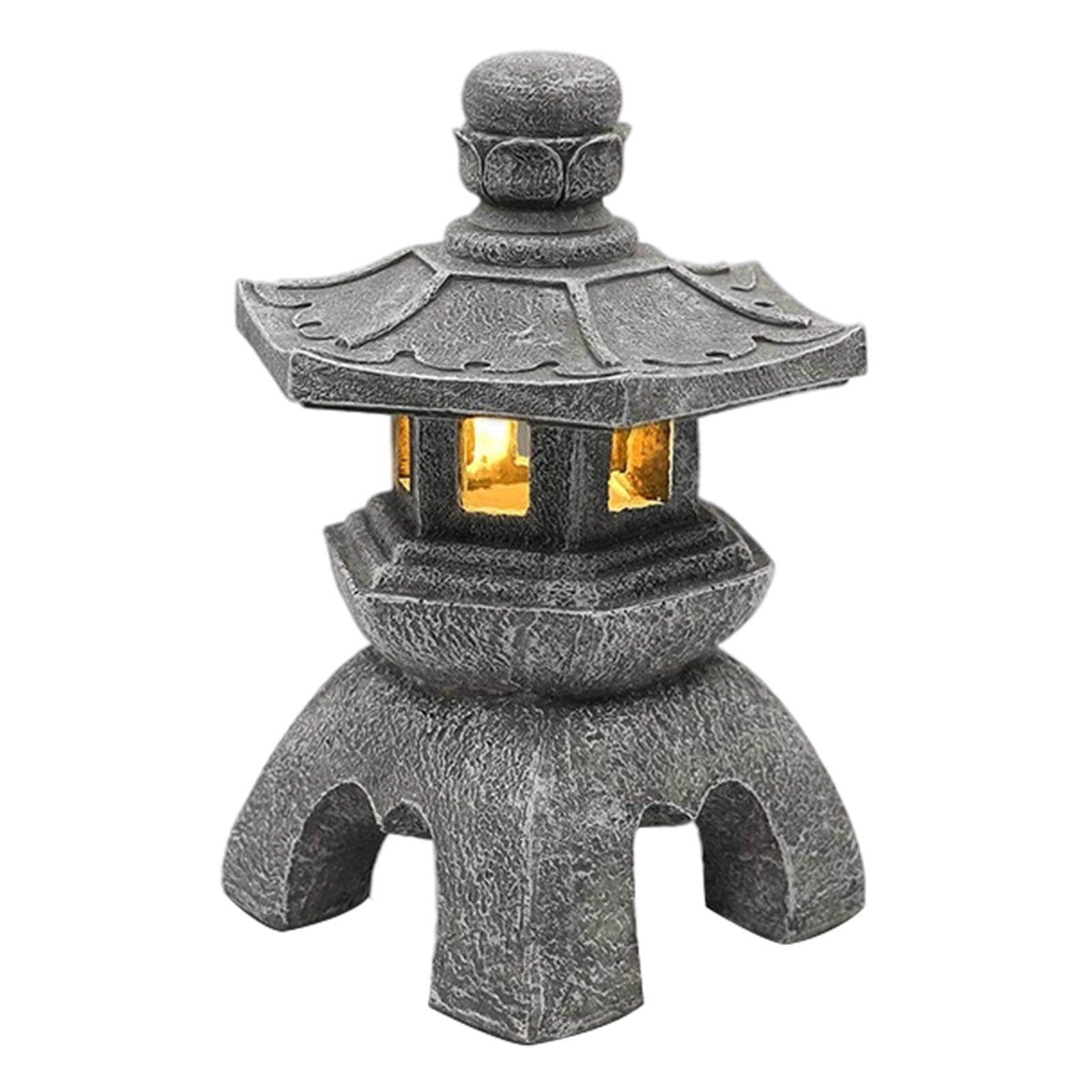 Pagoda Lantern Statue Lamp Solar Powered Style Palace Garden Decorations Japanese Style Lights for Patio Pathway