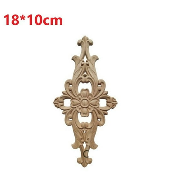Luolandi Wooden Carving Natural Wood Appliques For Furniture Cabinet Unpainted Wooden Mouldings Decal Home Decoration Accessories 18*10x0.8cm