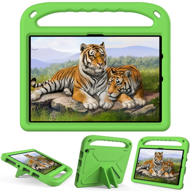 Étui Support EVA pour Amazon Fire HD8 / HD8 Plus 2020 2022 8 Pouces Antichoc Housse de Tablette Enfants Funda Conviviale Support à Main Capa Vert HD8 2020 2022