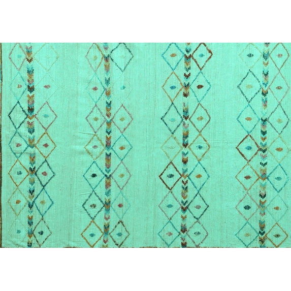 Ahgly Company Indoor Rectangle Solid Turquoise Blue Modern Area Rugs, 7' x 10'
