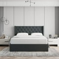 thumbnail image 2 of Velets Diva Contemporary Mid-Century Soft Padded Tufted Upholstered Platform Bed with Hydraulic Gas Lift Storage - Wood Slat System & Smart Hydraulic Under-Bed Storage (Dark Gray, Queen), 2 of 5