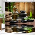 thumbnail image 4 of Zen Spa Shower Curtain Basalt Stones Herbal Oil Scent Candles Bamboo and Water Reflection Relaxing Meditation Home Décor Waterproof Fabric 72x72 Inch Plastic Hooks 12PCS, 4 of 7