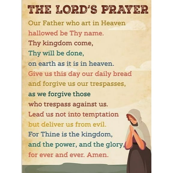 Lords Prayer Canvas Poster  Bible Study Scripture Decor for Church Decor, Sunday Classroom, Nursery, Christmas Gift