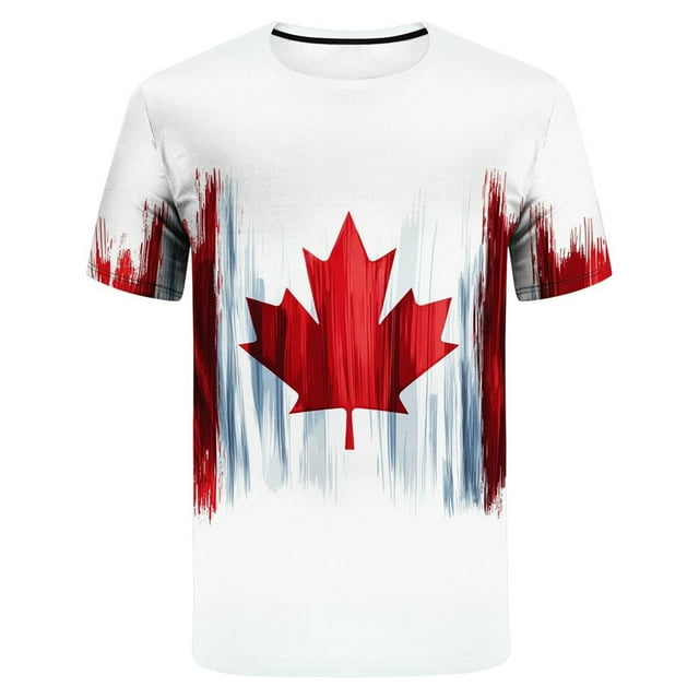 Chandails Canada pour Hommes Drapeau Canadien Manches Courtes T-Shirt Feuille d'Érable Haut Col Rond Chandails pour Hommes