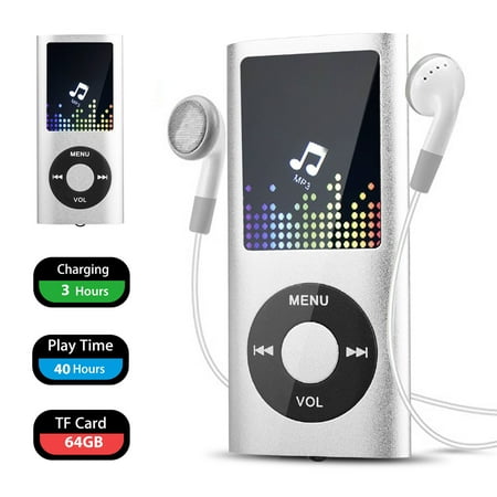 Sd Mp3 Player MP3 Player, Portable 64GB TF SD Card Support MP3 Player with HiFi Lossless Sound, MP3 Music Player with FM Radio 1.8'' Screen, 3.5mm Earphone Including(TF/Micro SD Card not Including) ()