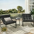 thumbnail image 2 of TECHMILLY Outdoor Bistro Sets, 3 Piece Patio Chairs, Patio Bistro Furniture Set with Side Table for Porch, Balcony, Backyard , Grey, 2 of 9