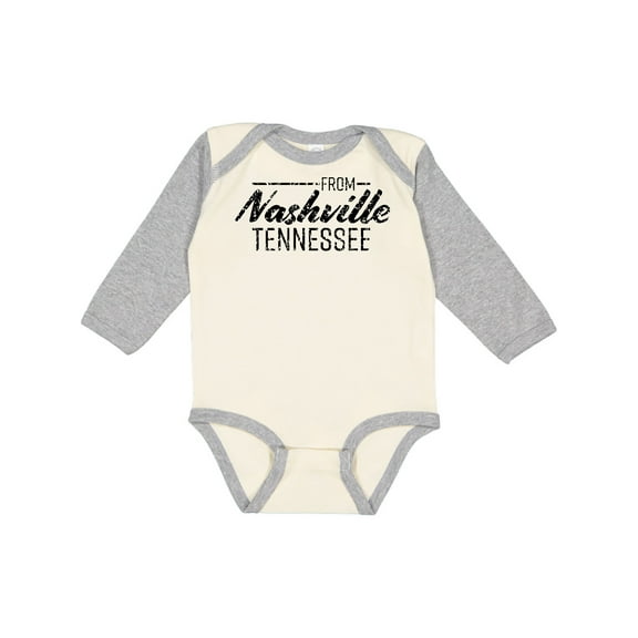 Inktastic From Nashville, Tennessee- State Capital Distressed Text Boys or Girls Long Sleeve Baby Bodysuit