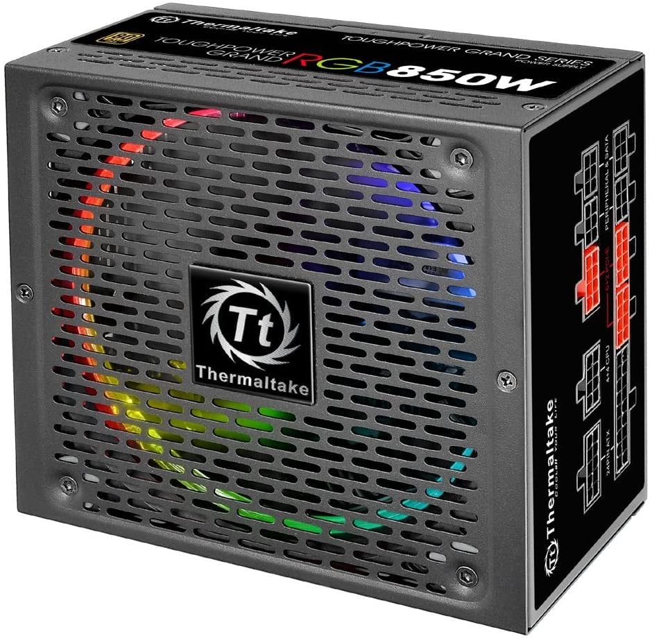 Gold Fully Modular PSU with Ultra Quiet Smart Zero 256-Color RGB Fan Power Supply 10 Year Warranty PS-TPG-0850FPCGUS-R Thermaltake Toughpower Grand RGB 850W 80 