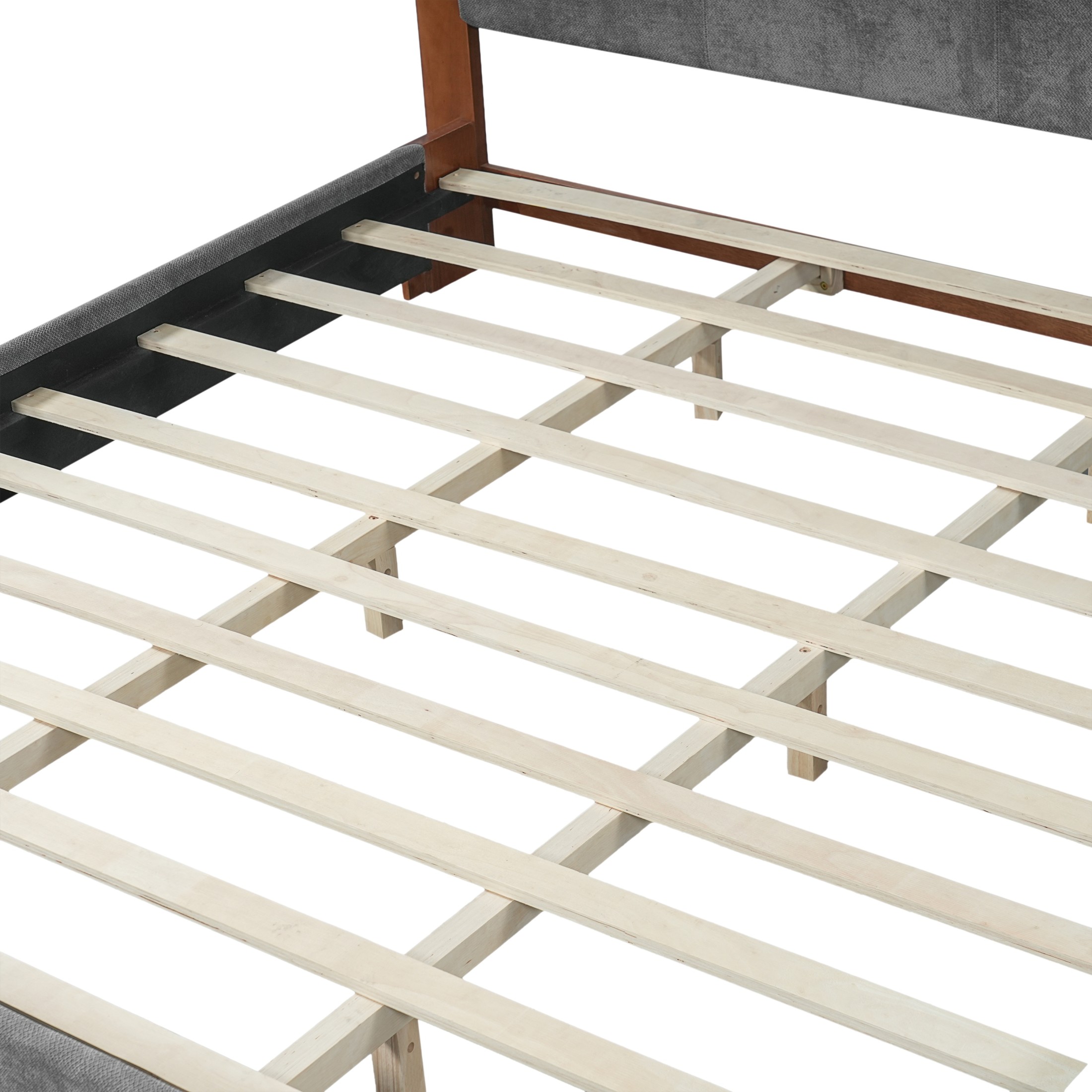 Christopher Knight Home Modern King Size Upholstered Platform Bed with Headboard, Gray+Espresso