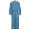 thumbnail image 5 of Scyoekwg Women's two Piece Outfits Loose Fall Outfits Crewneck Long Sleeve Tops Wide Legs Pants Two-piece Set Solid Color Casual Fashion Matching Sets (Blue,XXL), 5 of 6