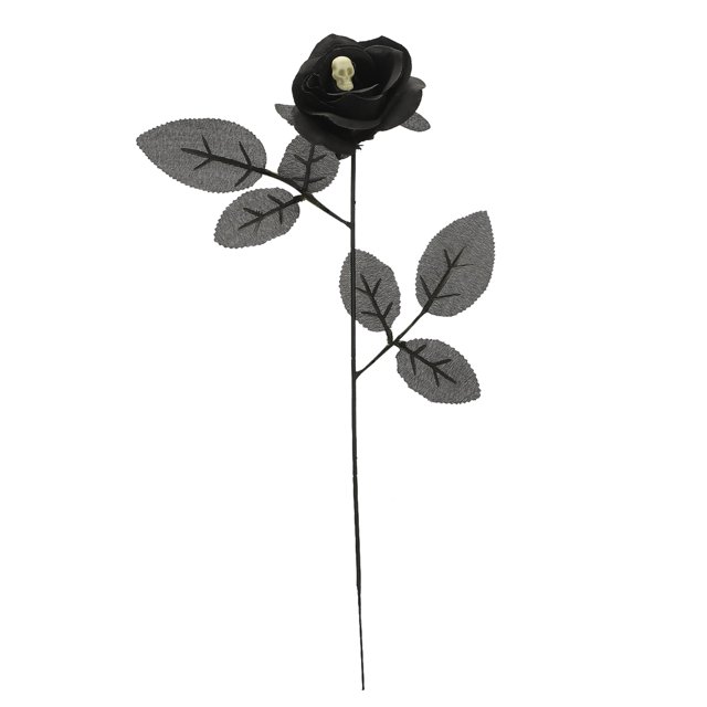 Rosa artificial, decoración de Halloween con cabeza de calavera para esquejes de flores artificiales de Halloween, muy recomendable