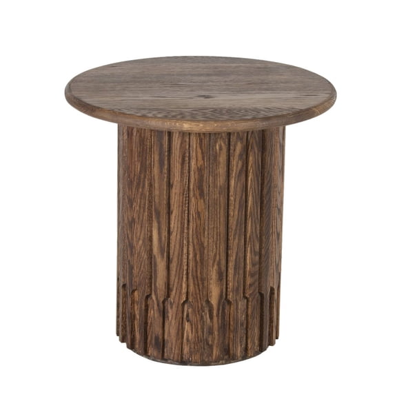 Porter Designs Bixby Solid Red Oak Wood End Table, Brown