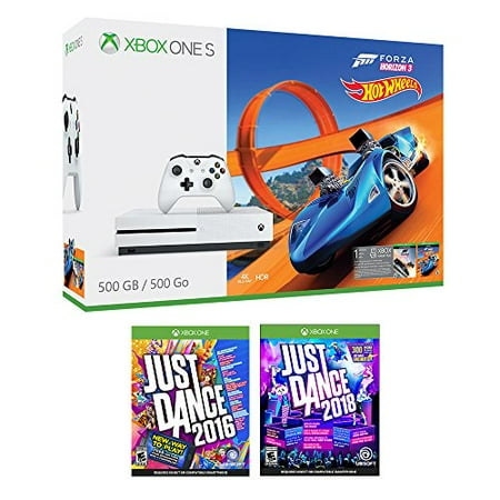 Xbox One Just Dance Racing Bonus Bundle (3 Items): Xbox One S 500GB Console with Forza Horizon 3 Hot Wheels, Just Dance 2018, and Just Dance 2016 Games
