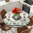 thumbnail image 2 of Southwest Ethnic Round Tablecloth 45-54 Inch Round Fitted Table Cloth with Elastic Edge, Boho Aztec Tribal Abstract Aesthetic Waterproof Table Cover Protector for Outdoor Picnic Party Dining, 2 of 6